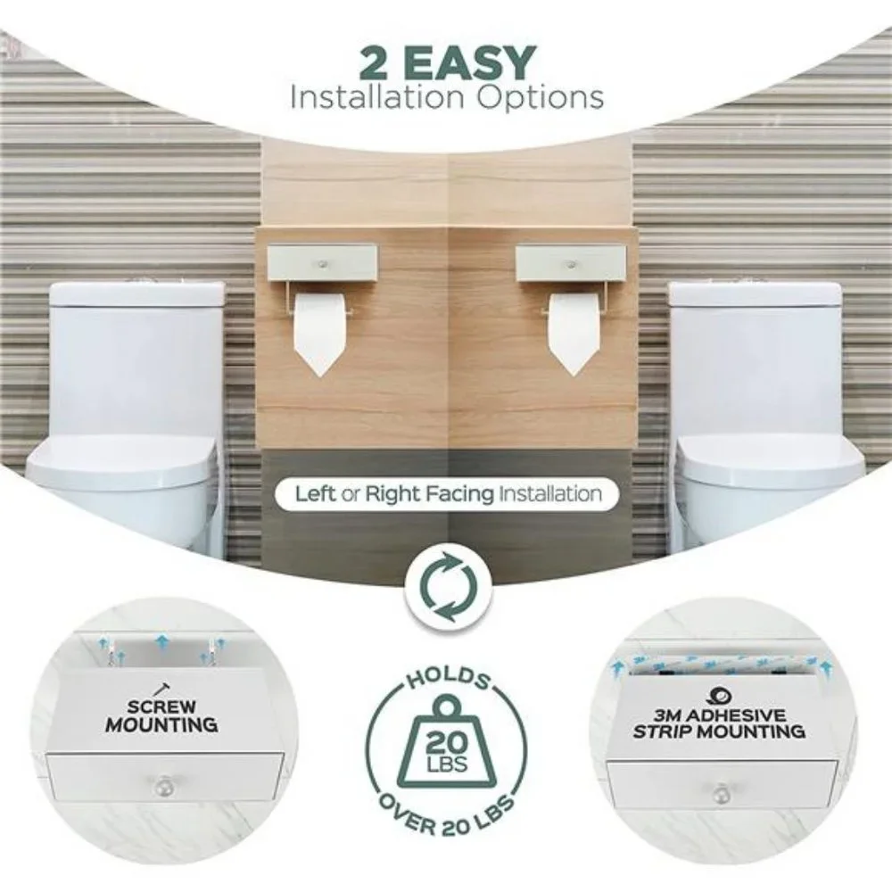 Home Toilet Paper Holder with Shelf -  Stainless Steel Wall Mount